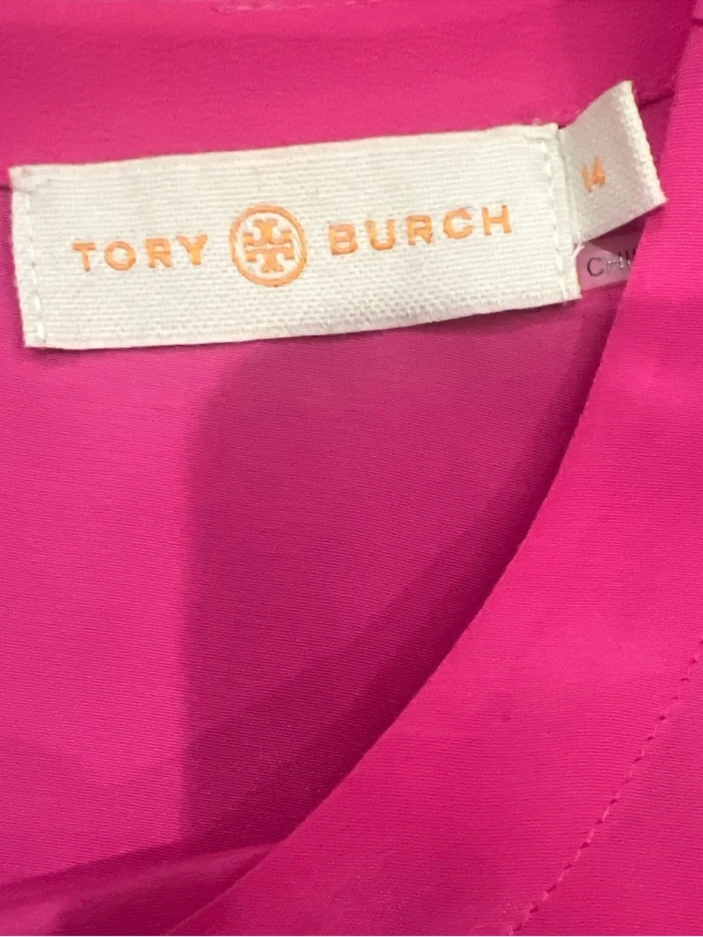 Tory Burch Fuchsia Silk Bell Sleeve Blouse Top Size 14 Luxe Feminine
